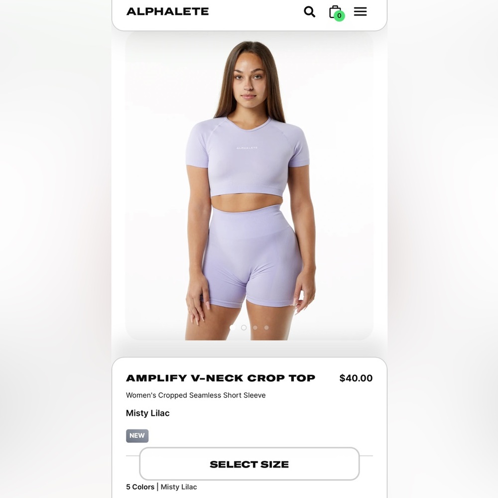 Woman’s Seamless V-Neck Crop - Misty Lilac